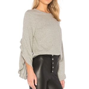 ALC gray sweatshirt wide ruffle sleeve
